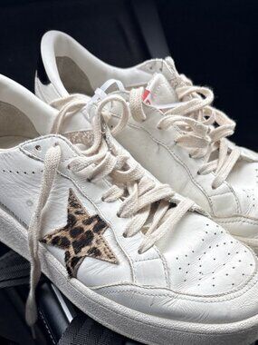 Golden Goose Ball Star 2 Sneakers White Leopard Star US 7.5